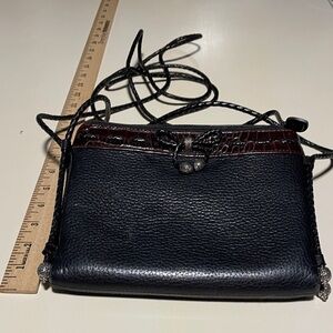 Brighton Black Crossbody with Brown Croc-Trim